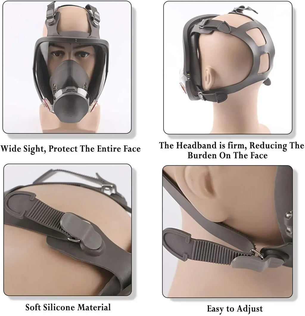 3M 6800 Gas Dust Mask Full Face Respirator Original 6898 PC HD Anti Fog Washable Replacement Screen Headband Chemical Protection