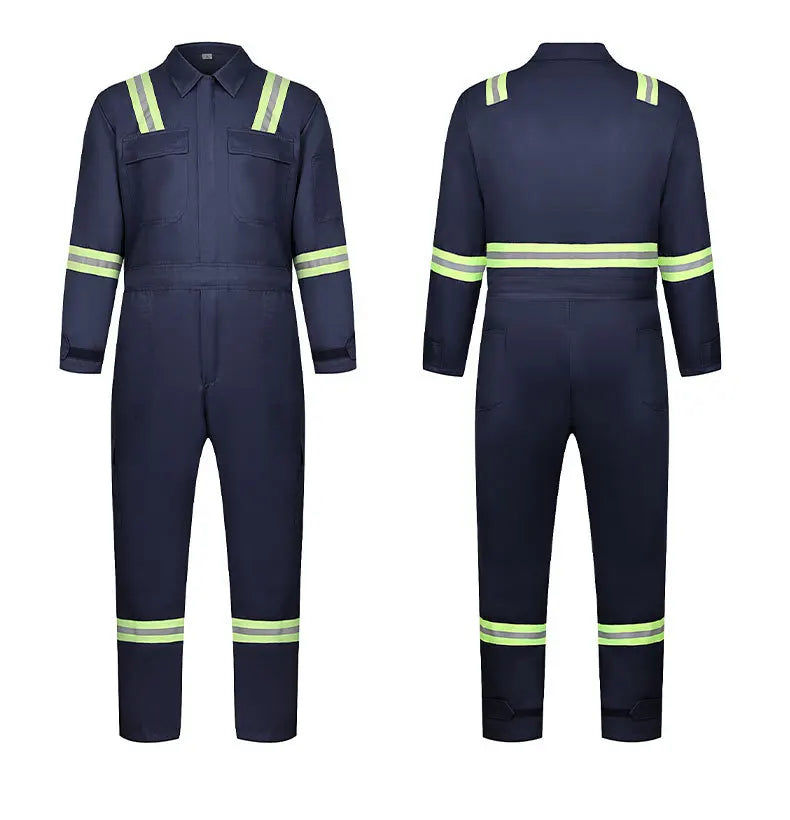 Hi Vis Work Overall Auto Repair Workshop Welding Suit Mechanic Uniform Coal Miner Mariner Porter Coverall Reflective Safety Suit