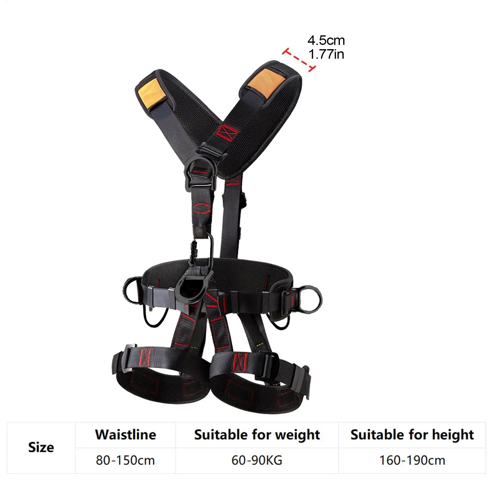 Climbing Harness Adjustable Fall Protection Harness Detachable Fall Harness For Men Tree Climbing Gear Safety Hunting