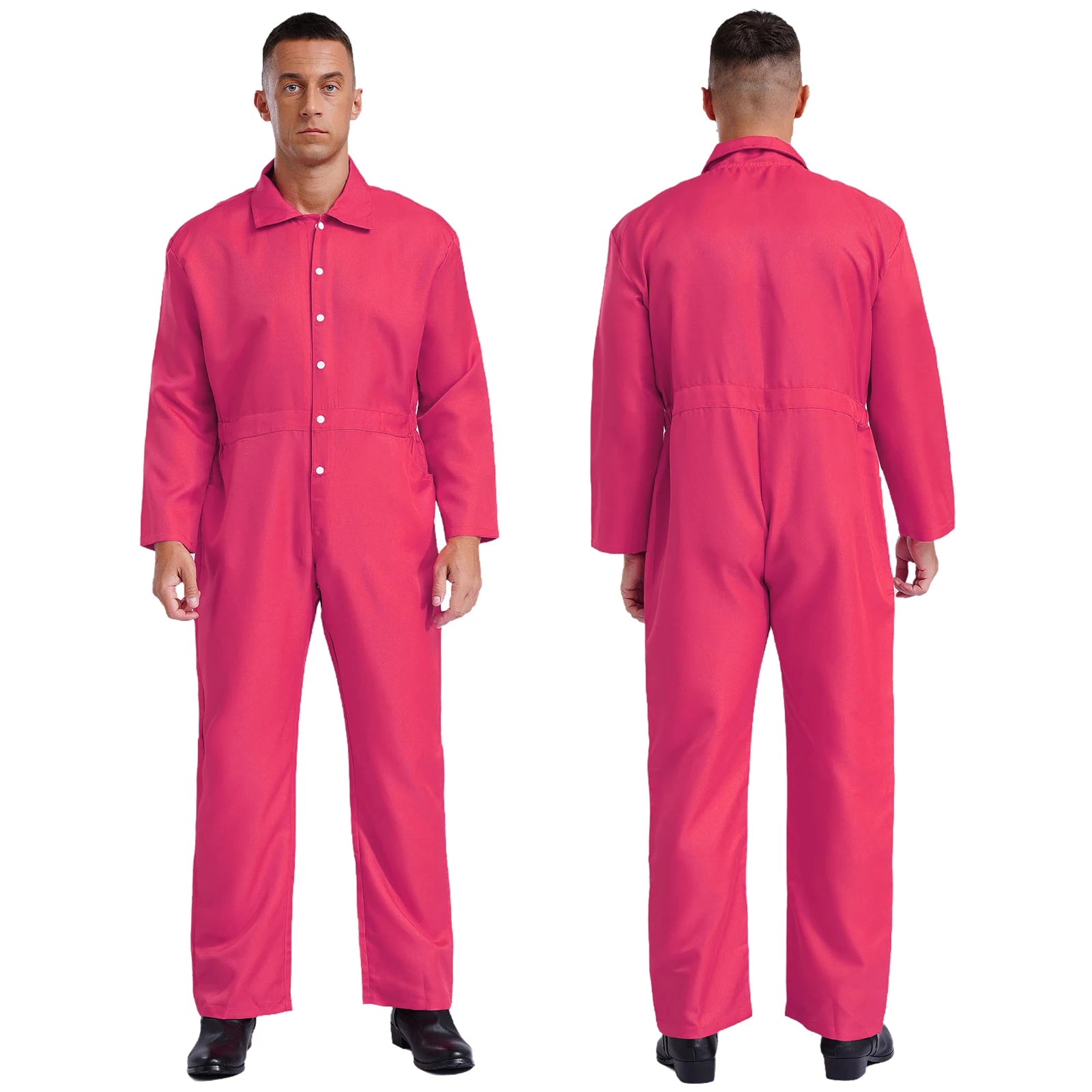 Mens Wear Button-up Work Coveralls Jumpsuit Resistant Overalls Costume Turn-down Collar Bodysuit Long Sleeve Workshops Uniforms