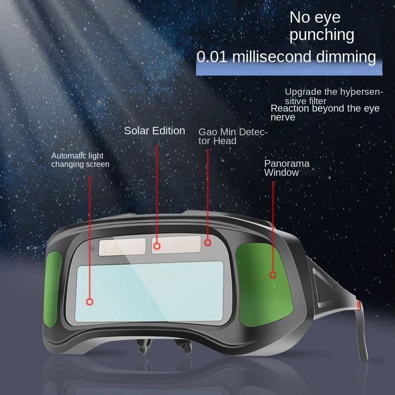 True Color Smart Auto Darkening Welding Goggles with Clear Inner Lenses Solar Welder Eyes Glasses Anti-glare Welder Glasses