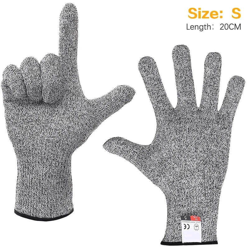 1 Pair Cut Resistant Gloves HPPE Level 5 Abrasion Resistant Carpentry Kitchen Knife Fish Grabbing Slip Resistant Hand Protection