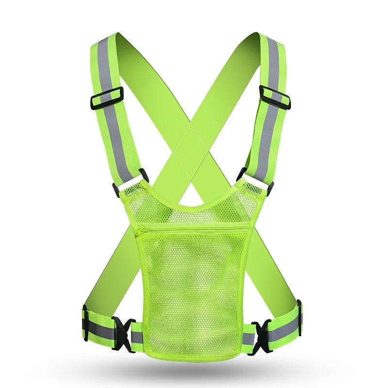 Adjustable Reflective Safety Vest High Visibility Safety Jacket with Strap for Night Work Running Bicycle
