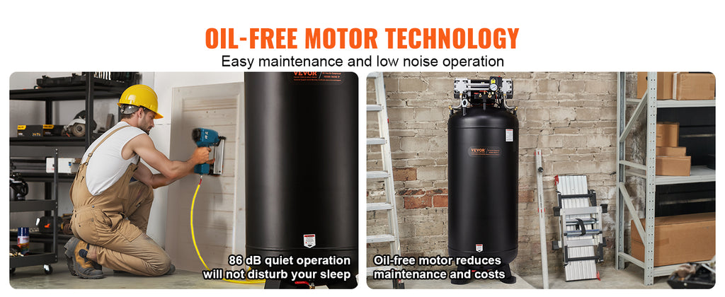 VEVOR 80 Gallon Air Compressor 6.5HP 145PSI Oil Free Air Compressor Ultra Quiet Compressor for Industrial Sites Auto Repair