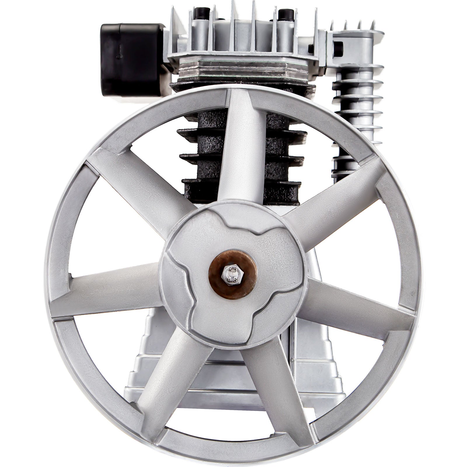Heavy-Duty Twin Cylinder Air Compressor Pump Head - 2.2KW (3HP), 375 L/MIN (12 CFM), Single Stage