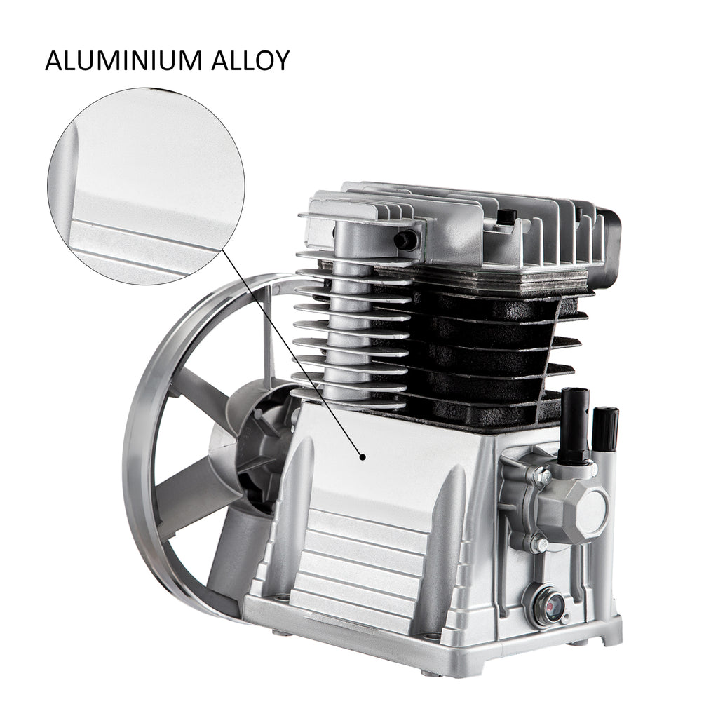Heavy-Duty Twin Cylinder Air Compressor Pump Head - 2.2KW (3HP), 375 L/MIN (12 CFM), Single Stage