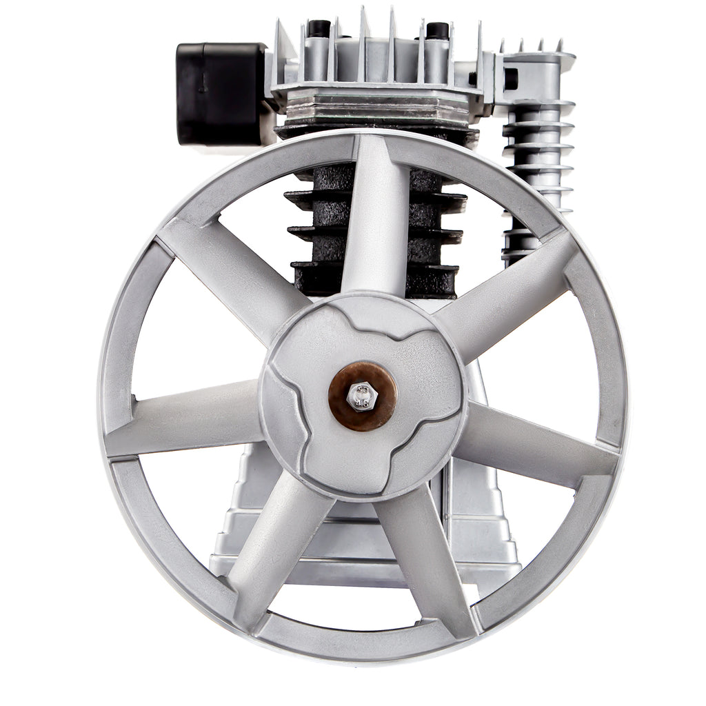 Heavy-Duty Twin Cylinder Air Compressor Pump Head - 2.2KW (3HP), 375 L/MIN (12 CFM), Single Stage
