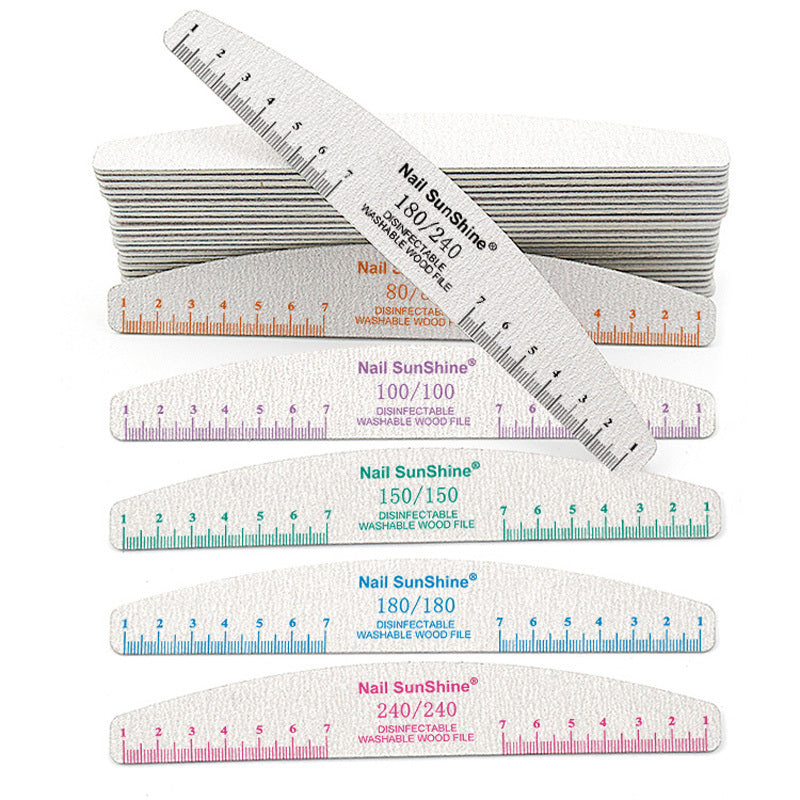 10pcs Nail Files & Buffers Set, Half-Moon Shape, Synthetic Paper Sandpaper, Non-Replaceable, Unscented, with 80 100 150 180 240 Grits, for Manicure & Pedicure Tools, Nail Care Accessories, Nail Tech Supplies