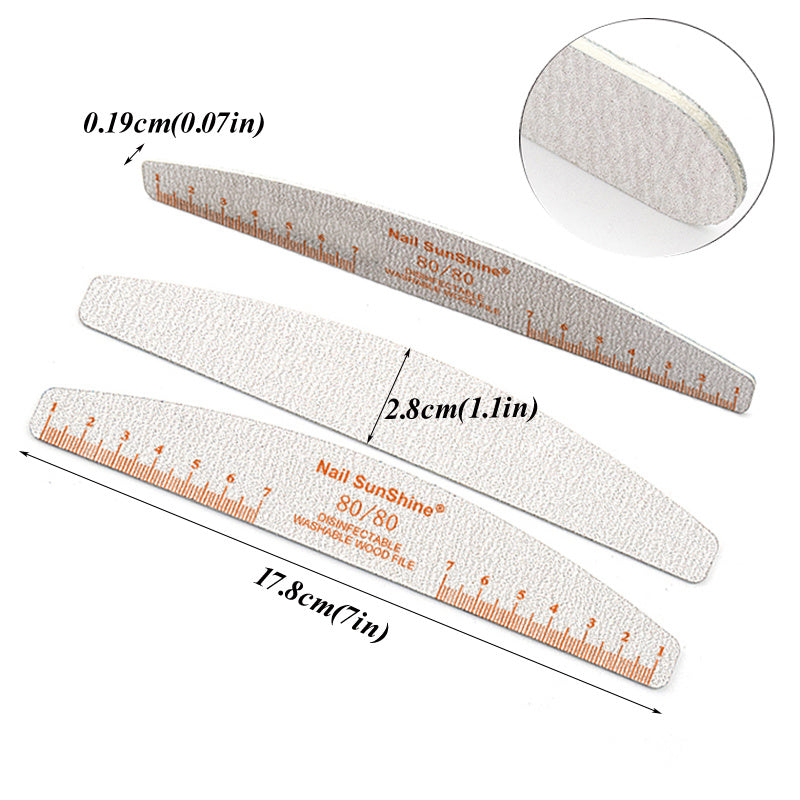 10pcs Nail Files & Buffers Set, Half-Moon Shape, Synthetic Paper Sandpaper, Non-Replaceable, Unscented, with 80 100 150 180 240 Grits, for Manicure & Pedicure Tools, Nail Care Accessories, Nail Tech Supplies