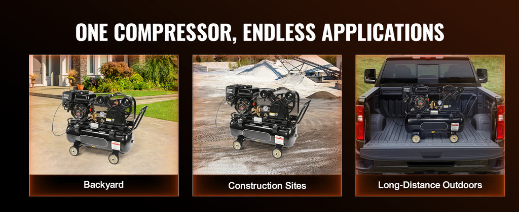SucceBuy 7HP/15HP Gas Power Air Compressor 10/20/30 Gallon Air Compressor Tank 115PSI Max Pressure for Construction Workshop