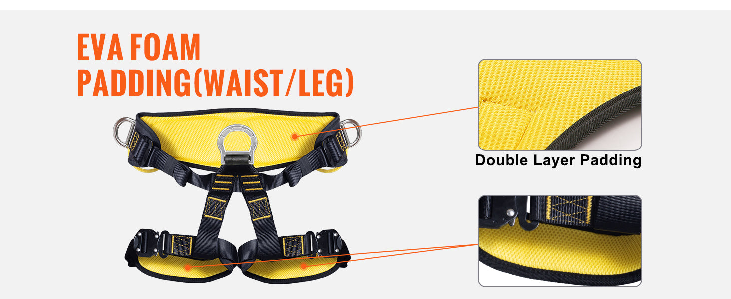 SucceBuy Half Body Safety Harness Tree Climbing Harness Half Protection Harness 340 lbs for Fire Rescuing Caving Rock Climbing