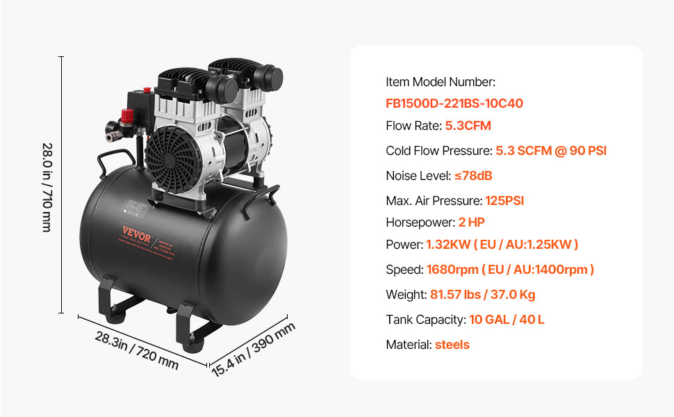 SucceBuy Air Compressor 750W/1450W/3000W Oil Free Air Compressor Quiet Portable Compressor Pump for Auto Repair Tire Inflation