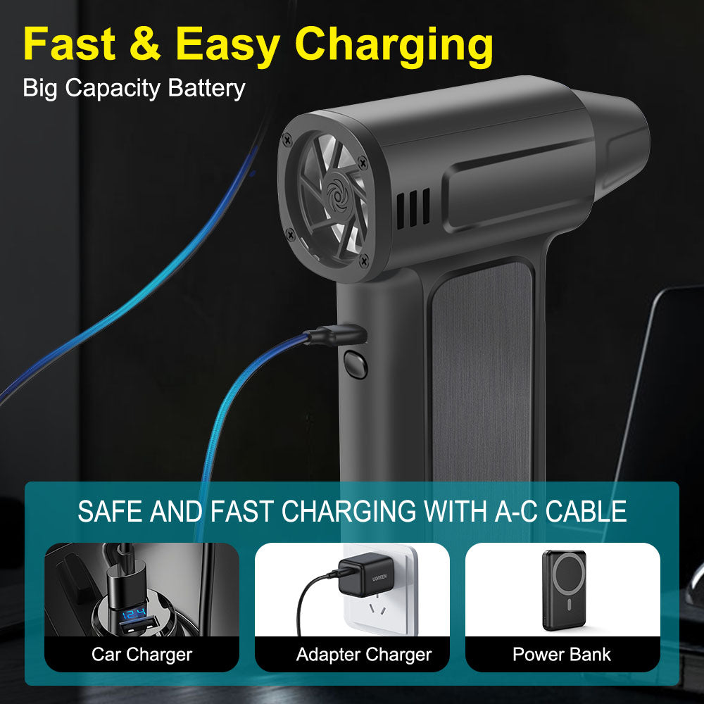 Portable Air Compressor For Car Snow Blowing Dust Removal Turbo Blower Fan Air Duster Camping BBQ Blower Inflator 130/150K RPM